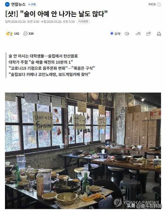  数据揭示韩国大学生酒馆经济的结构性衰退：从消费行为演变看行业转型路径 新闻
